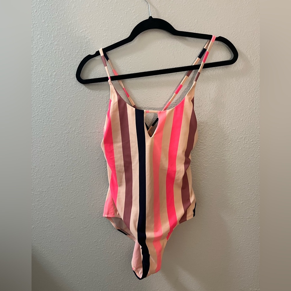 Stripped One Piece Swimsuit